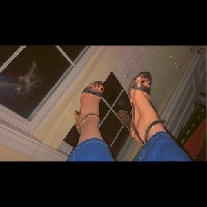 Pretty pink heeled sandals.